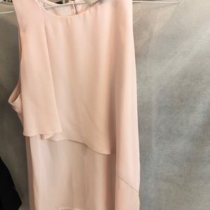 Ann Taylor Petite Small Layered Light Pink Tank